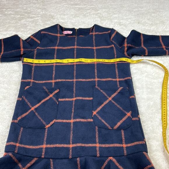 Blue and orange long sleeved drop waist dress, size med - Picture 5 of 8